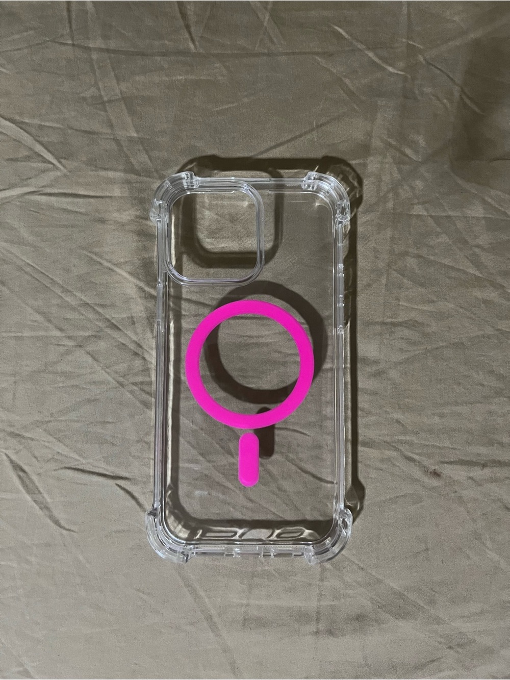 Clear Phone Case with Pink MagSafe Ring for Iphone 13 Pro Max